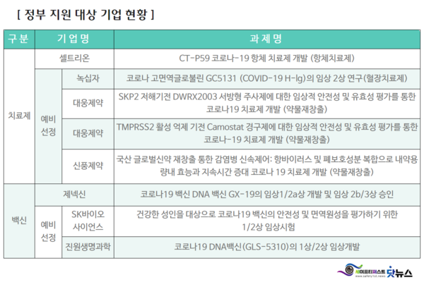 ⓒ정부 지원대상 기업 현황/세이프티퍼스트닷뉴스이미지