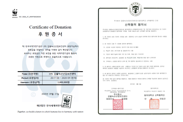 ⓒ지구환경을 위한 후원(좌)/우수인재발굴을 위한 후원(우)