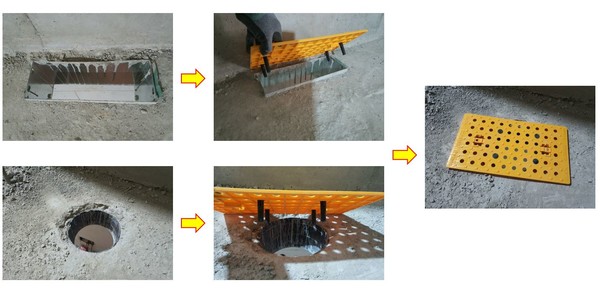 ⓒ소형개구부 덮개 설치 예시. 모양과 크기 상관없이 설치가 가능하다./가온안전 제품