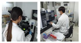 ⓒ석면검사(좌) , 유기화합물 분석(우)/한국산업보건연구소 이미지제공
