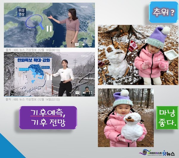 ⓒ추위에 관한 기상관련 종사자들의 의견과, 아이들의 생각의 차이가 분명있다.