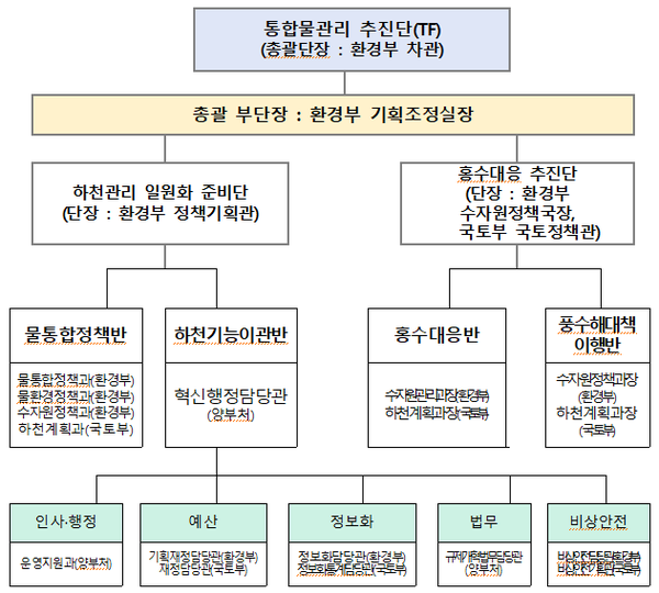 ⓒ통합물관리 추진단(TF) 조직도/환경부 자료 제공
