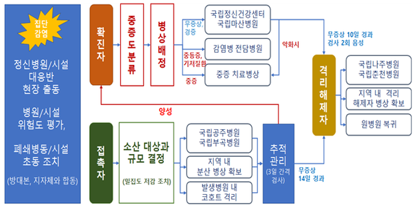 ⓒ코로나19 정신병원·시설 대응 흐름도/보건복지부 자료제공