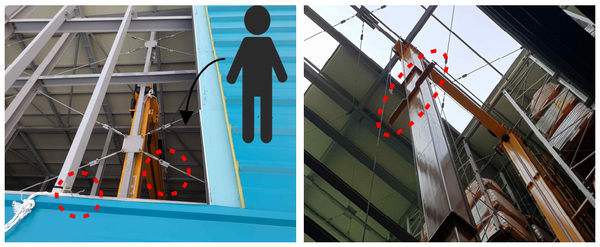 @자동창고 지붕 패널 보수작업중 떨어진 재해상황도/고용노동부 천안지청 산업재해예방지도과 이근배근로감독관 자료제공