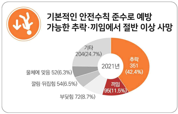 ⓒ21년 재해 유형별 사망사고 현황/출처-고용노동부 통계 자료