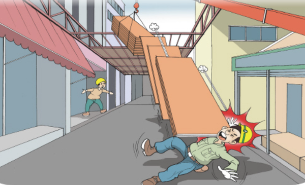 ㅜ짖ⓒ기사내용과는 관계없는 사진임. 건설현장에서 크레인으로 건축자재 이동중 건축자재가 떨어짐으로 인해 작업자가 사망하는 일이 자주발생하고 있어 안전보건공단에서는 교육자료를 통해 각별한 주의를 당부하고 있다. '작업발판 자재 인양 중 떨어진 합판에 맞음' 사고사례 이미지/출처-안전보건공단 중대재해사례 OPL