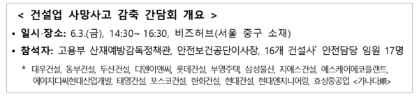 ⓒ사망사고 감축 간담회 개요(출처:안전보건공단)