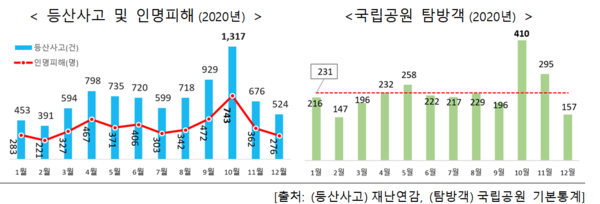 ⓒ등산사고 인명 및 피해(출처:행정안전부)