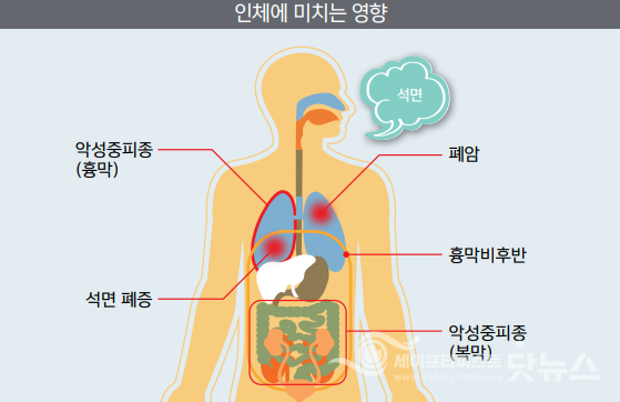 Efeitos do amianto no corpo humano / Fonte: Ministério do Meio Ambiente