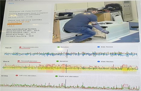 ⓒ세탁기 A/S를 하는 모습을 동영상으로 촬영하고 수집된 데이터를 활용해 근골격계질환 예방 또는 교육을 진행한다./사진- 지에스아이엘 