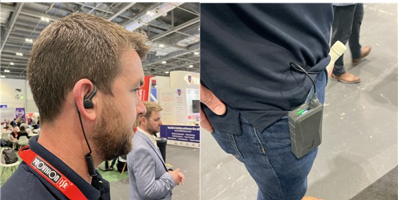 ⓒ트럭기사에게 알람을 제공하는 디지털 안전 장비 착용 모습/사진- 지에스아이엘