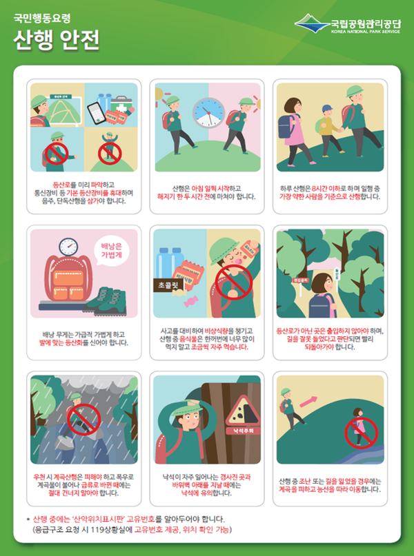 ⓒ국민행동요령 산행 안전 / 출처: 국립공원관리공단