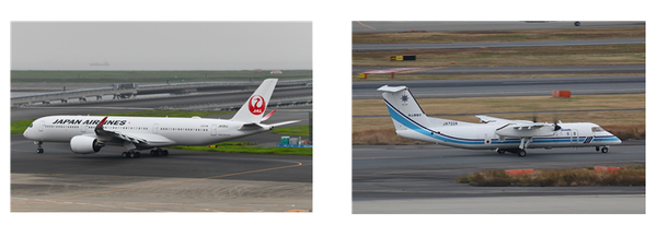 ⓒ일본항공 A350(좌측) 항공기, 해상보안청 DHC-8(우측) 항공기/ 출처: wikipedia & planespotters 홈페이지