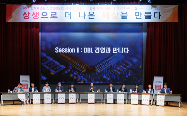 ⓒ 2부시간에는 '사외·지역중소기업으로 대기업의 안전보건지원체계를 확산하는 방안'을 주제로 토론이 진행됐다/사진- SK하이닉스