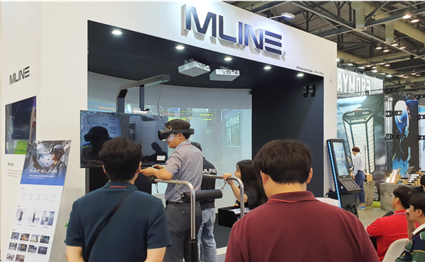 ⓒ엠라인스튜디오가 2023 국제안전보건전시회에 참가해 시연하는 모습/사진- 세이프티프스트닷뉴스