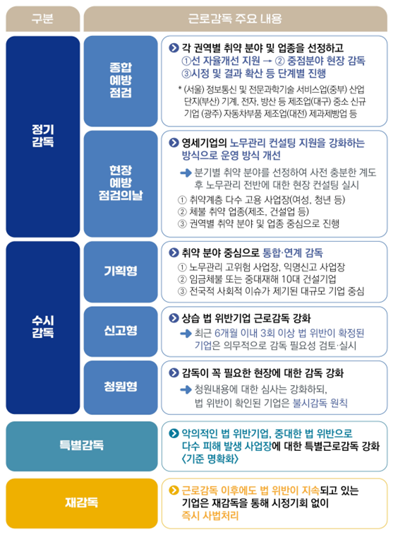 ⓒ‘25년 사업장 근로감독 분야별 계획/출처- 고용노동부