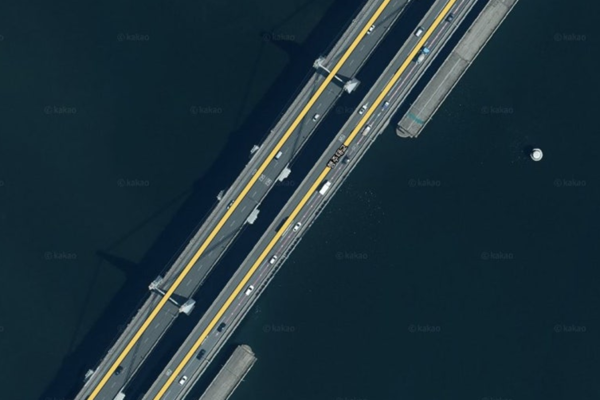 ⓒ카카오 맵상에서 보이는 대교 모습(왼쪽부터 제2행주 대교, 제3행주 대교, 제1행주대교)