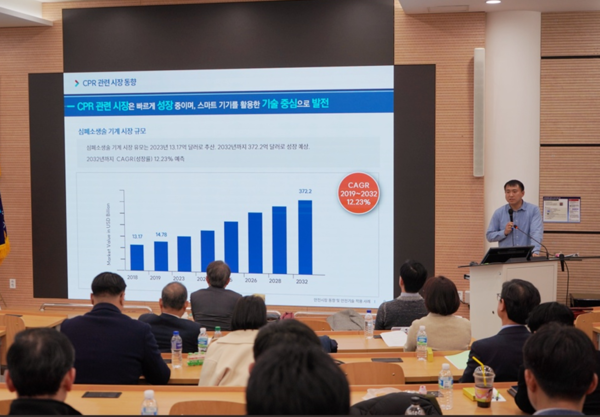 ⓒ ‘안전시장 동향 및 안전기술 적용 사례’를 주제로 발표를 진행한 양희원 박사/사진- 세이프티퍼스트닷뉴스