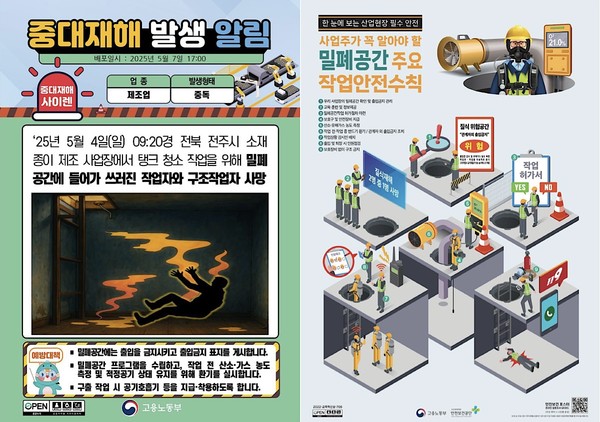 ⓒ중대재해 사이렌, 25년 5월 4일자 사고사례 및 예방조치 배포 자료/출처-고용노동부